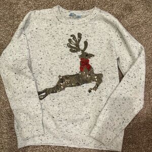 Festive Cream Reindeer Crewneck Sweater